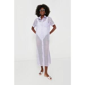 SOLID & STRIPED Purple Checkered Swim Coverup